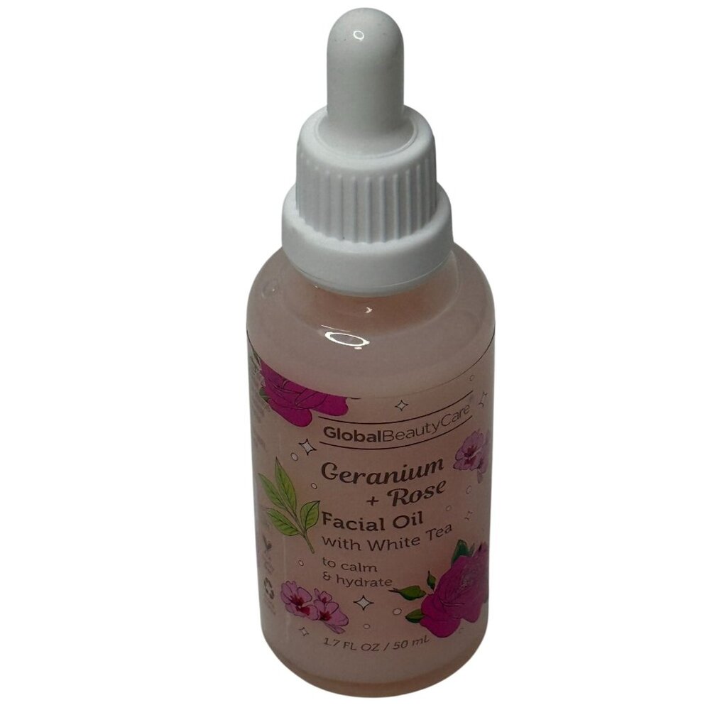 Global Beauty Care Geranium Rose Facial Oil White Tea 1.7oz Hydrating